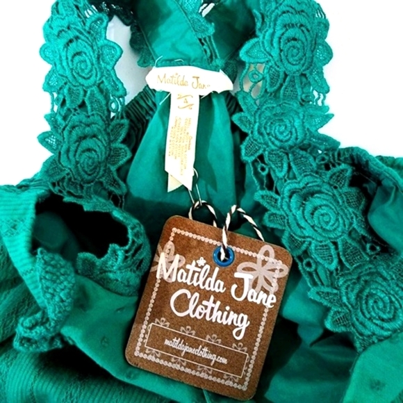 NWT Matilda Seriously Sweet Dress Maxi Hi-Low Lace Ruffle Green Cotton Size 4 - Picture 8 of 8